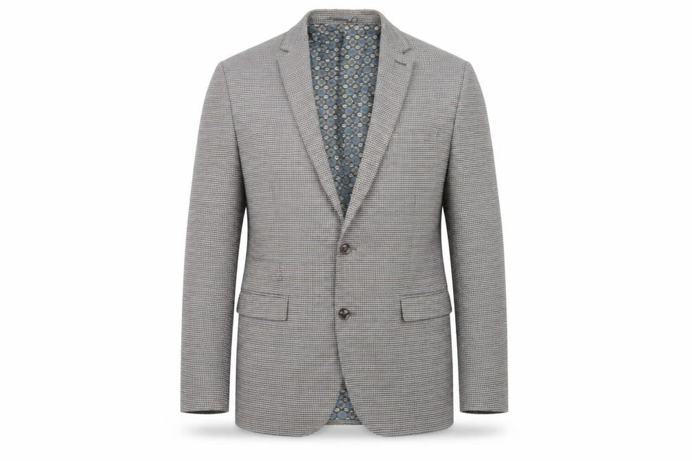 OneSix5ive Mens Brown Geometric Polyester Jacket Suit Jacket Size 44 Regular