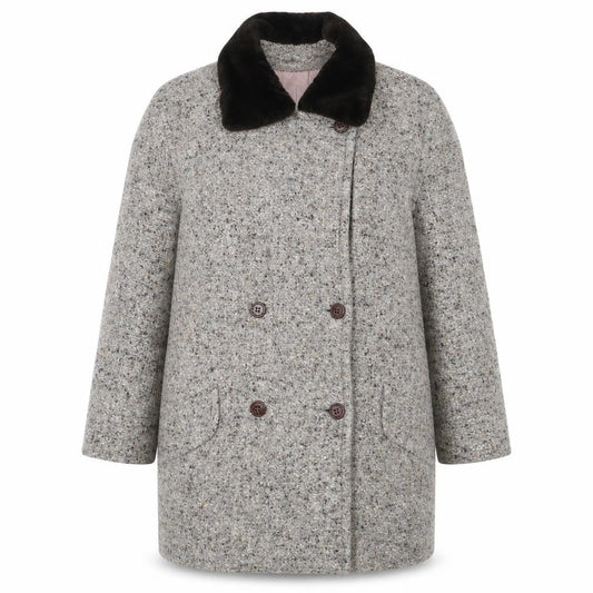 Lampert Womens Brown Geometric Pea Coat Coat Size 16 Button