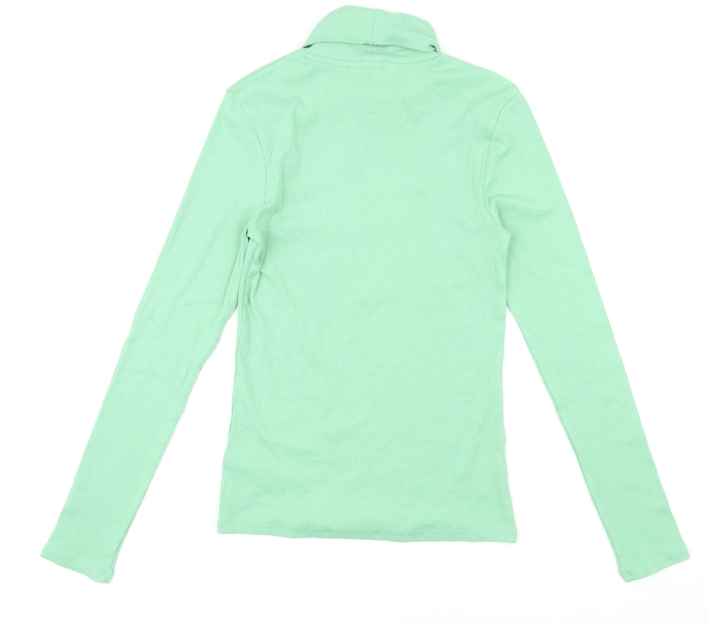 Marks and Spencer Womens Green Roll Neck Cotton Pullover Jumper Size 8