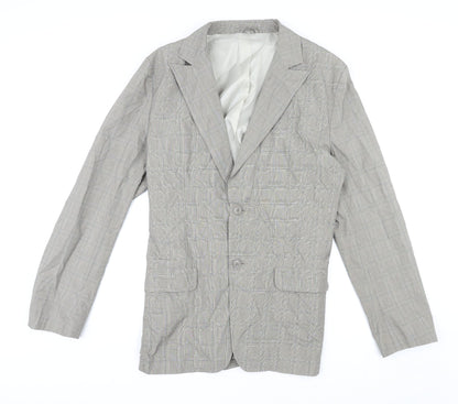 Additional front view of French Connection men’s grey plaid cotton jacket suit jacket, size 40, regular