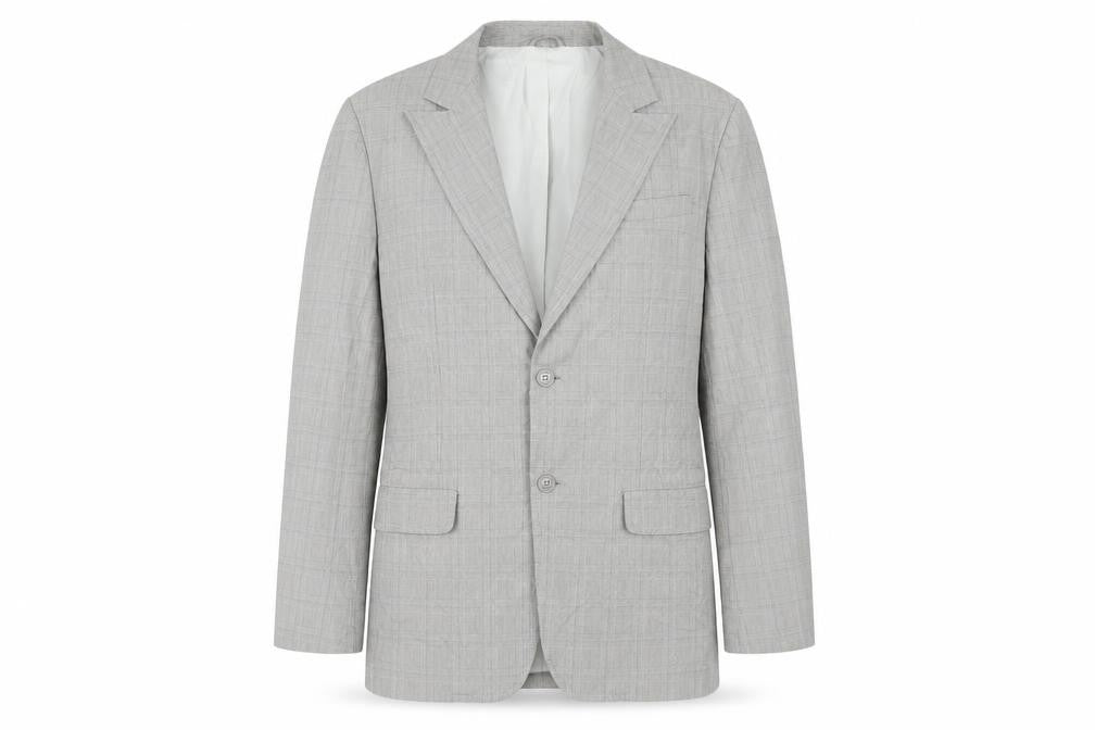 French Connection Mens Grey Plaid Cotton Jacket Suit Jacket Size 40 Regular