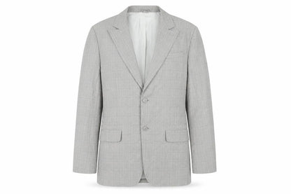 Front view of French Connection men’s grey plaid cotton jacket suit jacket, size 40, regular