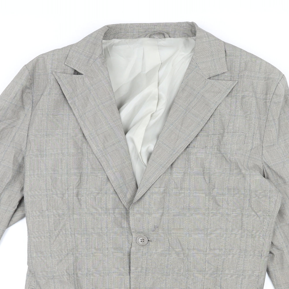 French Connection Mens Grey Plaid Cotton Jacket Suit Jacket Size 40 Regular