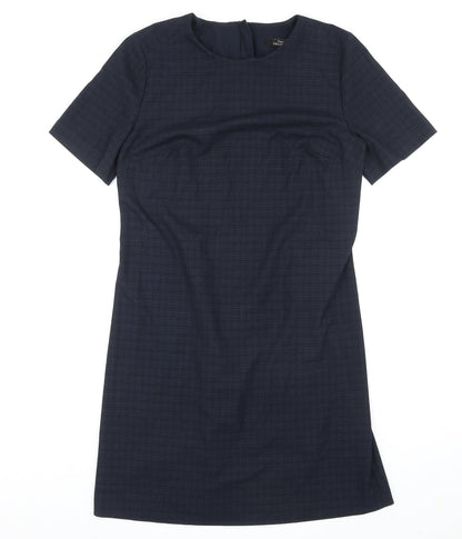 Next Womens Blue Polyester A-Line Size 12 Round Neck Zip