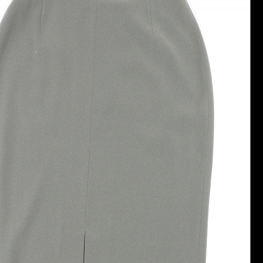 FRANK WALDER Womens Grey Acetate Straight & Pencil Skirt Size 14 Zip