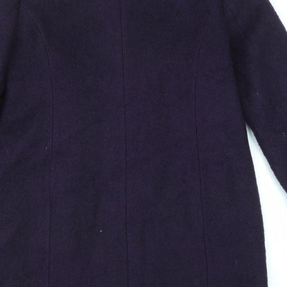M&Co Womens Purple Overcoat Coat Size 14 Button