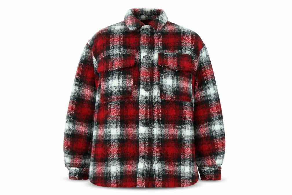New Look Womens Red Plaid Jacket Size 14 Button