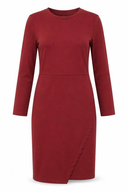 Front view of Only women’s red polyester a-line, size L, crew neck pullover