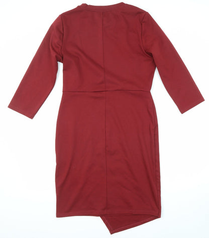 Back view of Only women’s red polyester a-line, size L, crew neck pullover