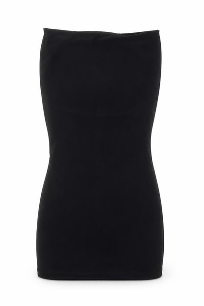 Front view of Miss Selfridge women’s black polyester bodycon, size UK 6, off the shoulder pullover