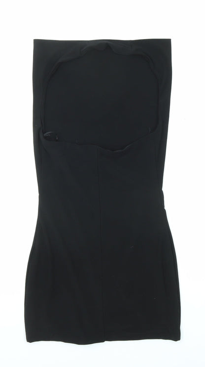 Back view of Miss Selfridge women’s black polyester bodycon, size UK 6, off the shoulder pullover