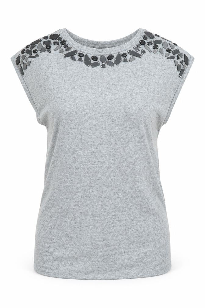 Warehouse Womens Grey Polyester Basic T-Shirt Size 12 Round Neck