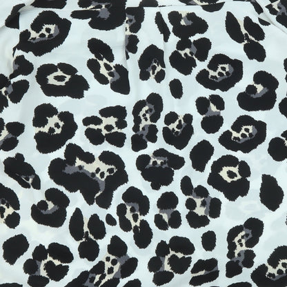 Voyelles Womens Ivory Animal Print Polyester Basic Button-Up Size S Collared - Leopard Print