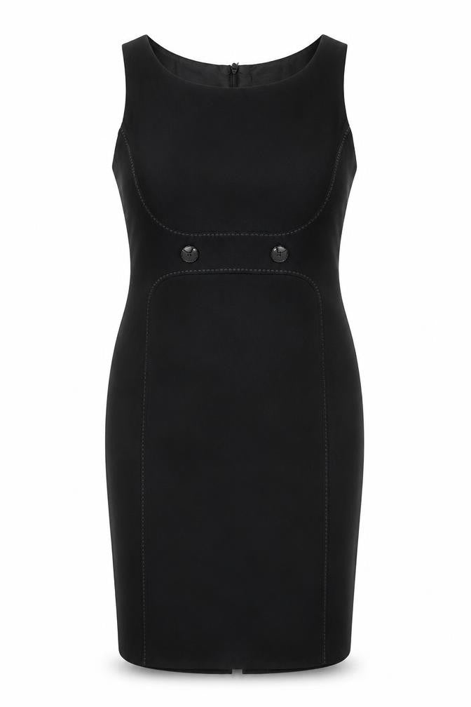 Marks & Spencer Womens Black Polyester Shift Size 8 Boat Neck Zip