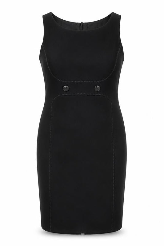 Marks & Spencer Womens Black Polyester Shift Size 8 Boat Neck Zip