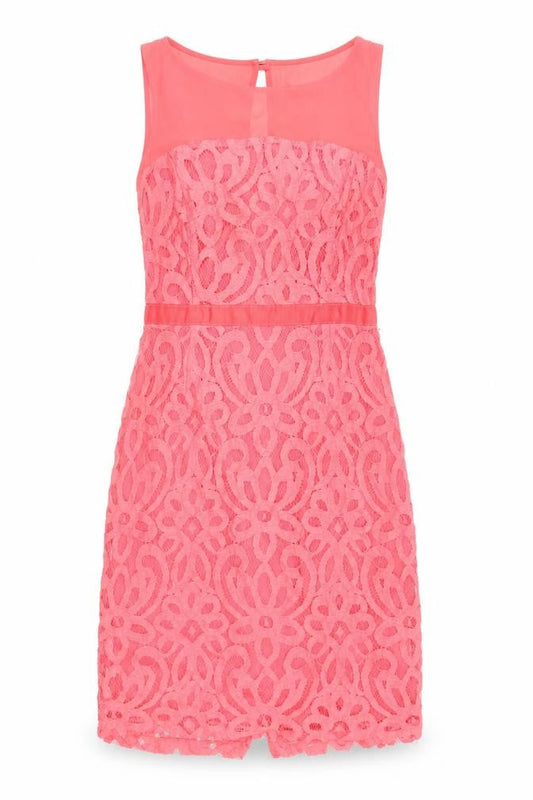 Principles Womens Pink Geometric Polyester Shift Size 6 Boat Neck Zip