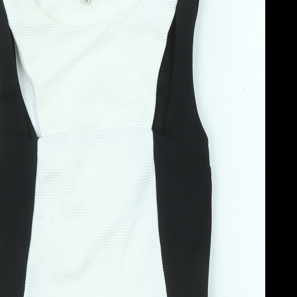 River Island Womens Black Colourblock Polyester Basic Blouse Size 10 Boat Neck - Peplum