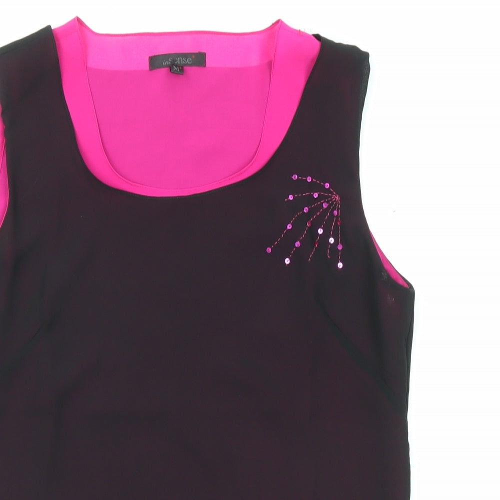 Insense Womens Black Polyester Basic Tank Size M Round Neck