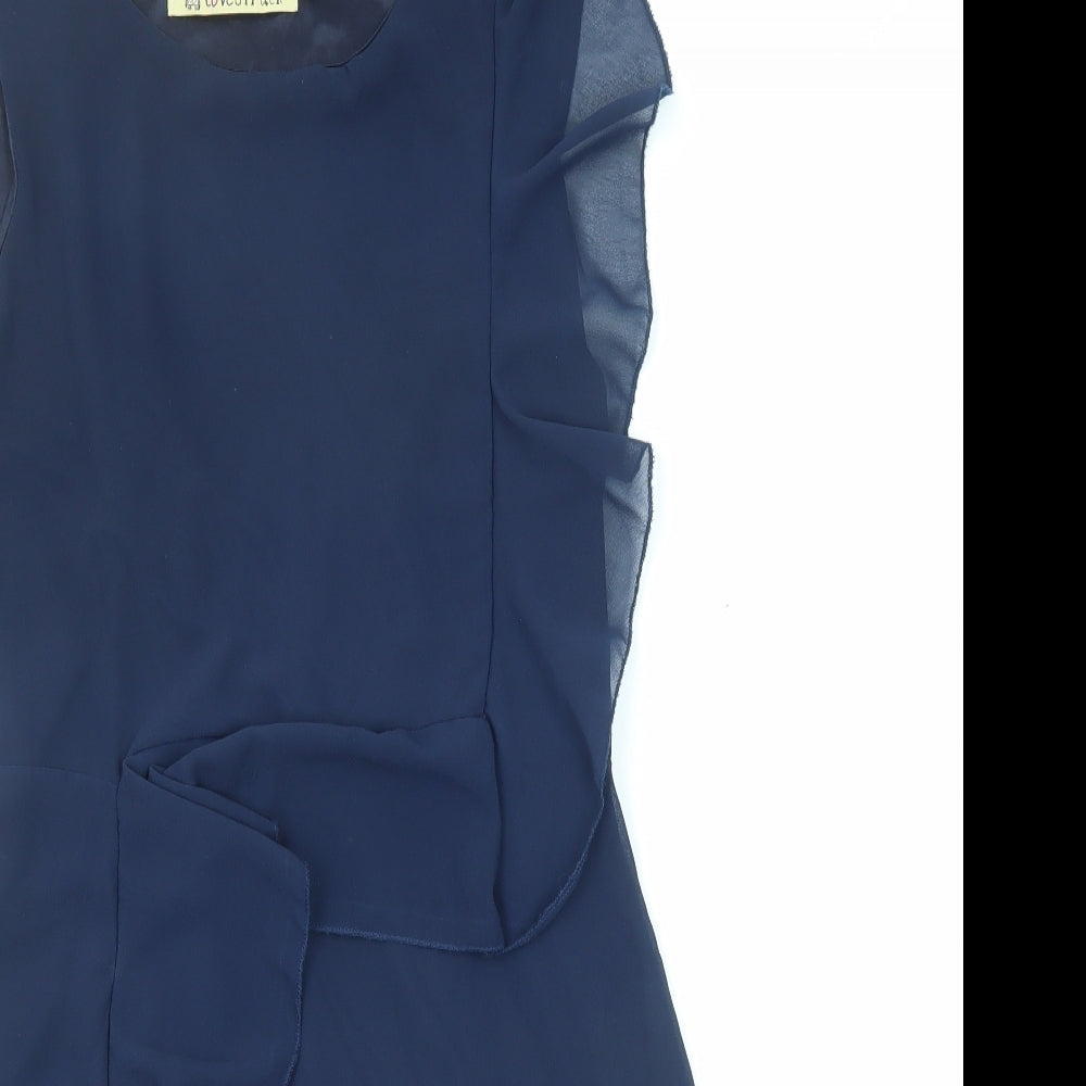Lovestruck Womens Blue Polyester A-Line Size M Boat Neck Pullover