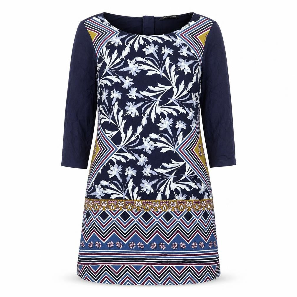 Marks & Spencer Womens Multicoloured Geometric Polyester Shirt Dress Size 10 Boat Neck Zip
