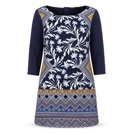 Marks & Spencer Womens Multicoloured Geometric Polyester Shirt Dress Size 10 Boat Neck Zip
