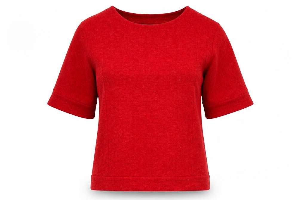 Luca Vanucci Womens Red Cotton Basic T-Shirt Size 8 Round Neck