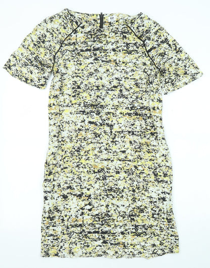 John Lewis Womens Multicoloured Geometric Viscose A-Line Size 10 Round Neck Zip