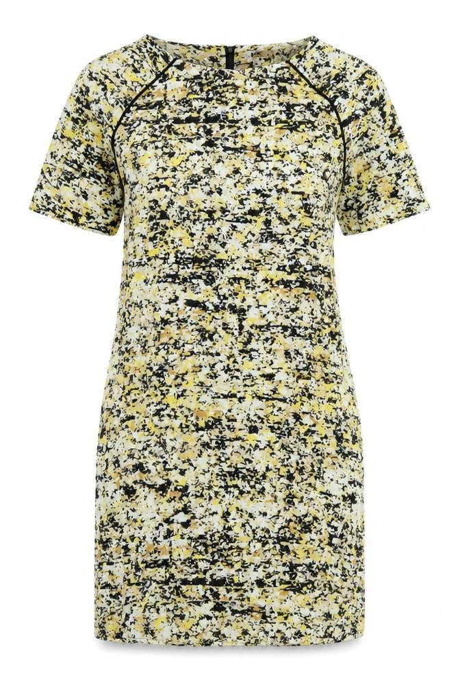 John Lewis Womens Multicoloured Geometric Viscose A-Line Size 10 Round Neck Zip