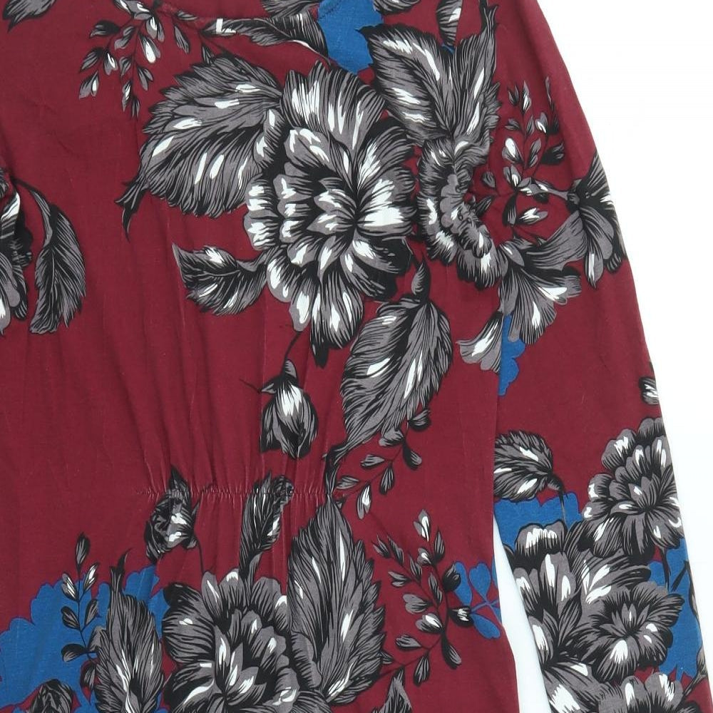 Thought Womens Purple Floral Viscose Shift Size 8 Round Neck Pullover