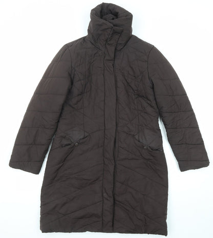 Additional front view of Principles women’s brown quilted coat, size UK 10, zip