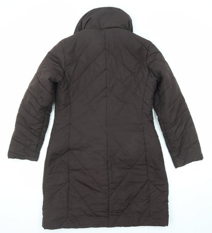 Back view of Principles women’s brown quilted coat, size UK 10, zip