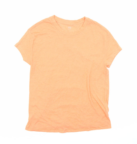 GOODMOVE Womens Orange Polyester Basic T-Shirt Size 6 Round Neck