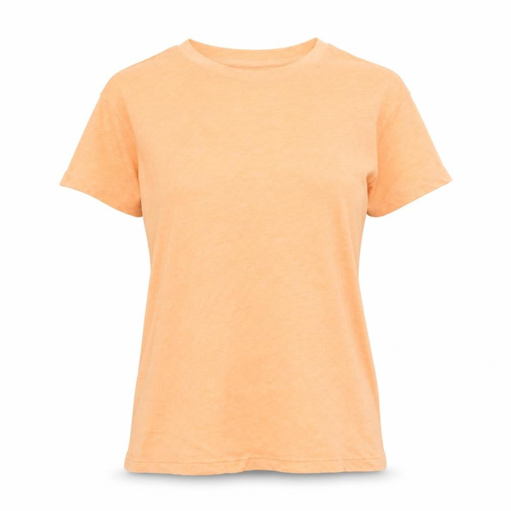 GOODMOVE Womens Orange Polyester Basic T-Shirt Size 6 Round Neck