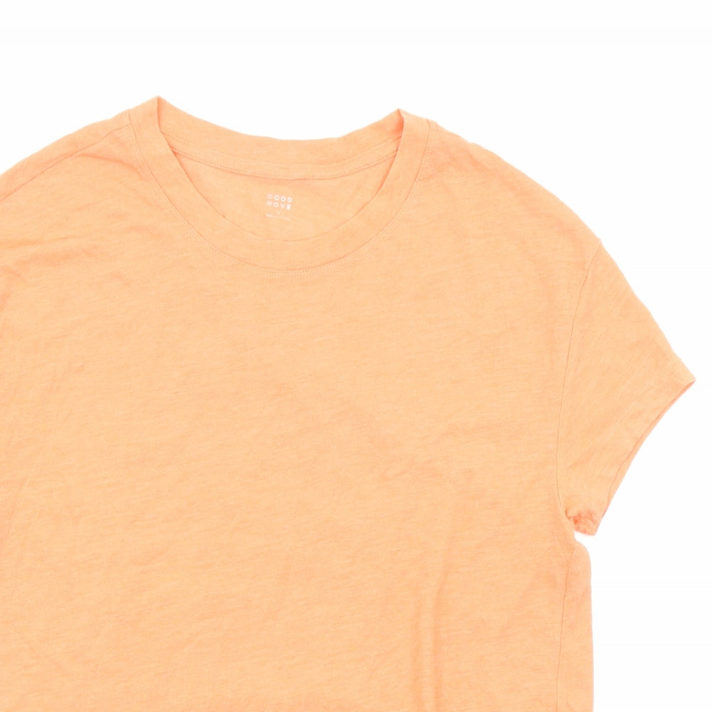 GOODMOVE Womens Orange Polyester Basic T-Shirt Size 6 Round Neck