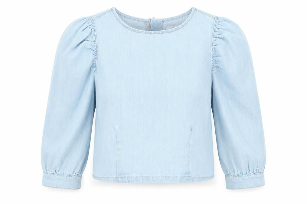 New Look Womens Blue Cotton Basic Blouse Size 12 Round Neck