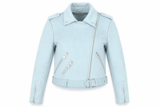 Zara Womens Blue Biker Jacket Size XS Zip
