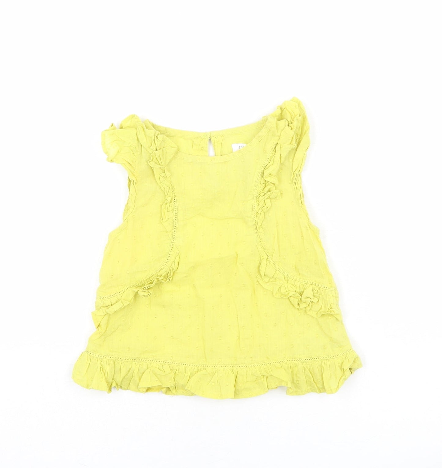 NEXT Girls Green 100% Cotton Basic Tank Size 4 Years Round Neck Button