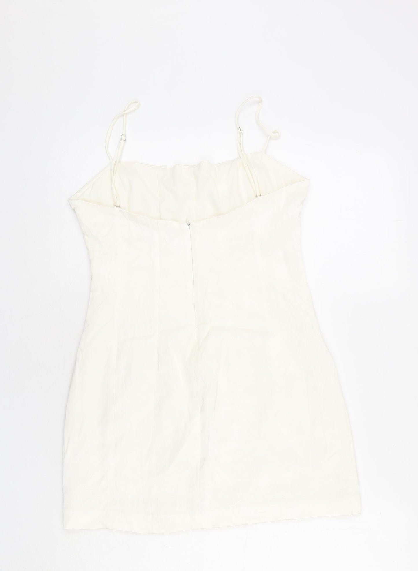 Zara Womens Ivory Polyester Mini Size M Round Neck Zip