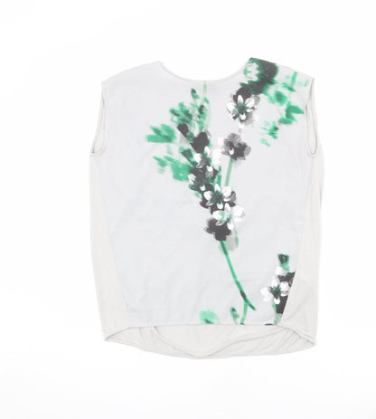 Additional front view of Autograph women’s grey floral polyester basic blouse, size UK 12, round neck