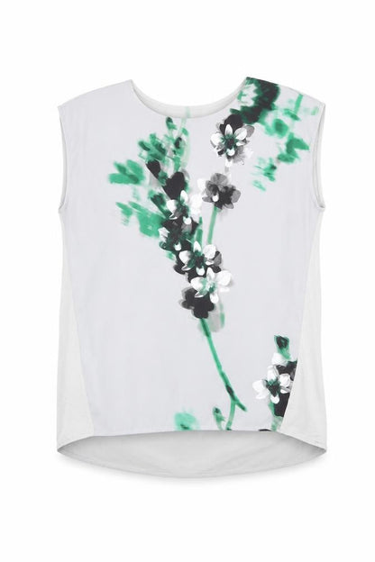 Front view of Autograph women’s grey floral polyester basic blouse, size UK 12, round neck