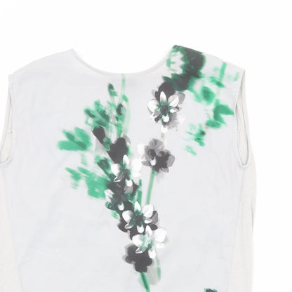 Close-up detail of Autograph women’s grey floral polyester basic blouse, size UK 12, round neck