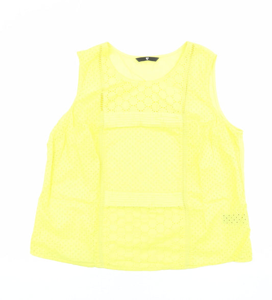 Very Womens Yellow 100% Cotton Basic Tank Size 18 Boat Neck