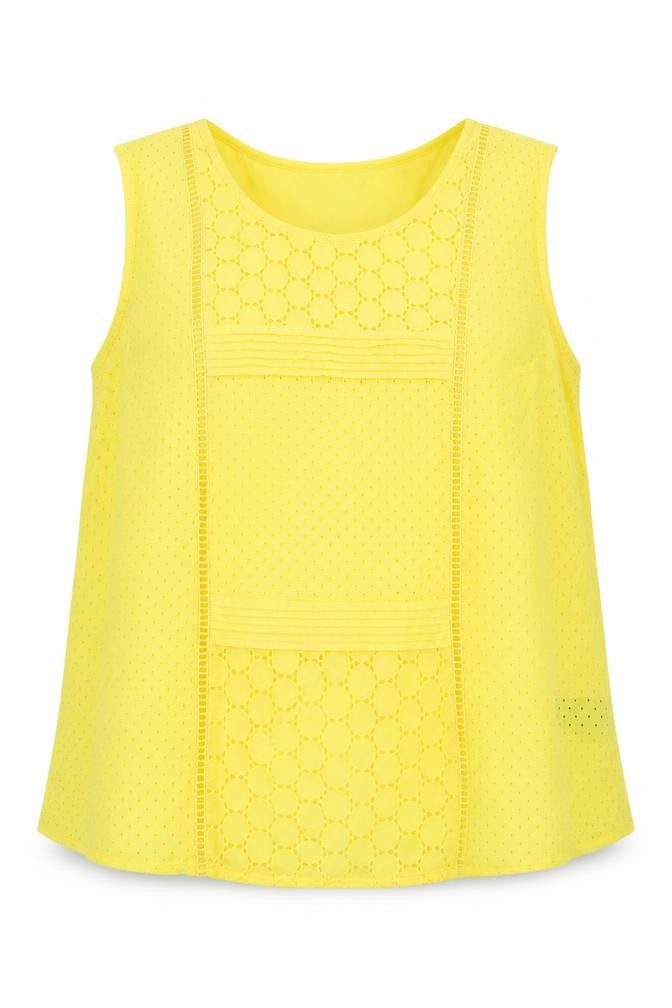Very Womens Yellow 100% Cotton Basic Tank Size 18 Boat Neck