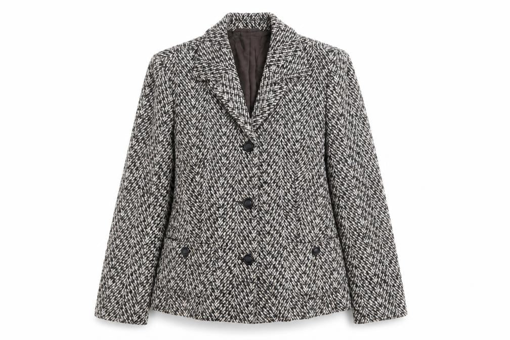 Oscar B Womens Brown Geometric Wool Jacket Blazer Size 14