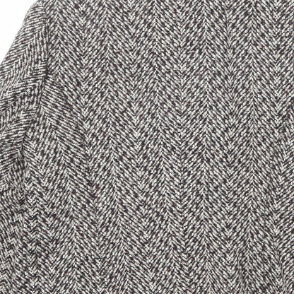 Brand and care label for Oscar B women’s brown geometric wool jacket blazer, size UK 14