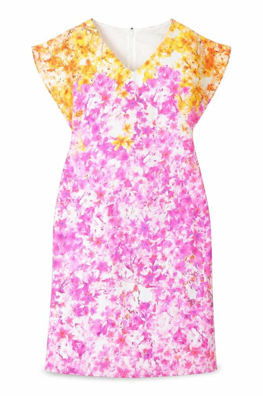 Damsel in a Dress Womens Multicoloured Floral Polyester Sheath Size 12 V-Neck Zip
