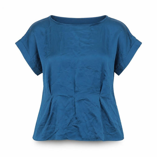 Marks and Spencer Womens Blue Viscose Basic Blouse Size 12 Round Neck