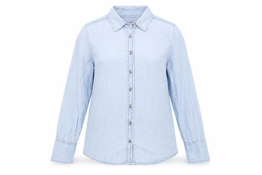 Marks and Spencer Womens Blue Lyocell Basic Button-Up Size 10 Collared