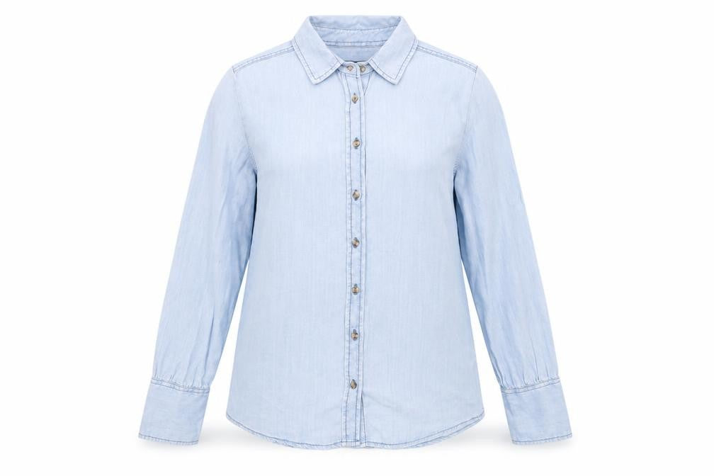 Marks & Spencer Womens Blue Lyocell Basic Button-Up Size 10 Collared