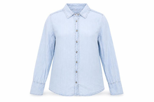 Marks and Spencer Womens Blue Lyocell Basic Button-Up Size 10 Collared